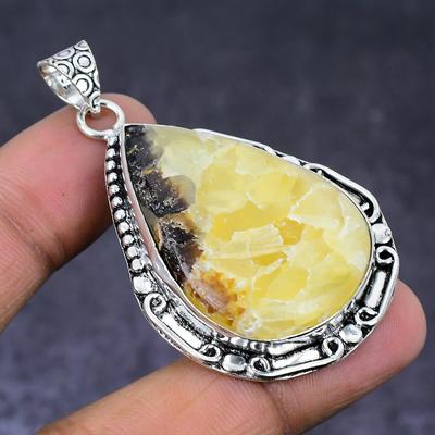 Natural Septerian Stone Gemstone 925 Steling Silver Jewelry Pendant 2.17" N3h76
