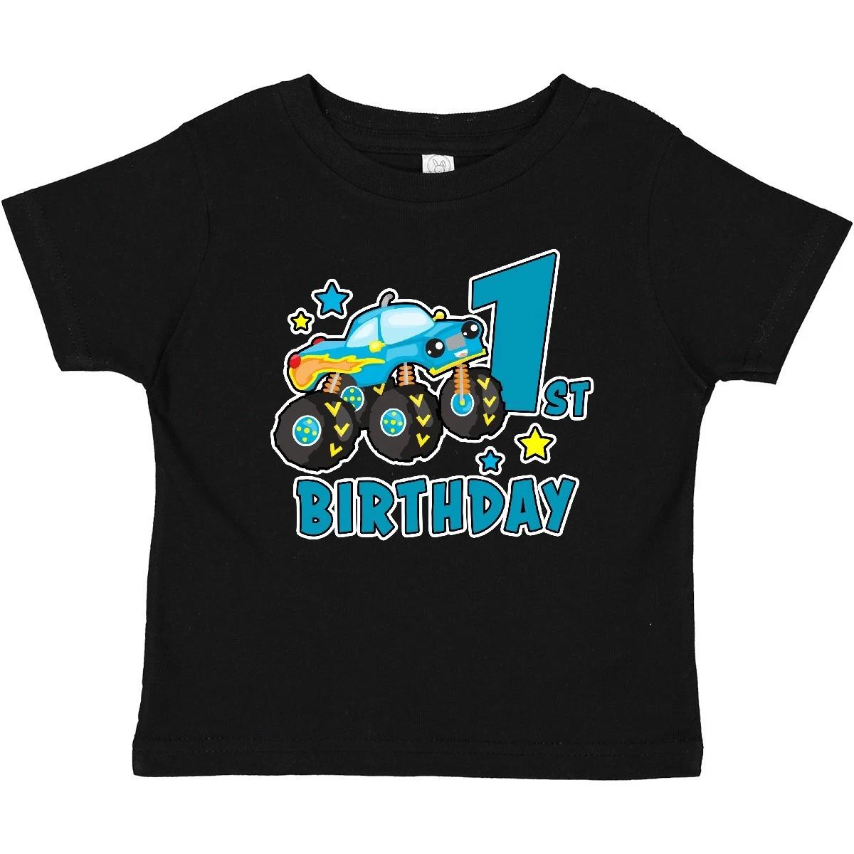 Inktastic 1st Birthday Monster Truck Baby kids boys T-Shirt Birthdays Trucks First 1 One 140