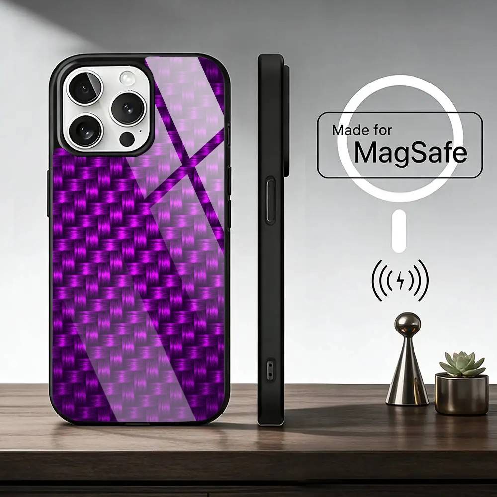 C-Carbon Fiber Pattern Painting   Phone Case For iPhone17,16,15,14,13,12,11 Plus,Pro Magnetic with Magsafe Wireless Charging