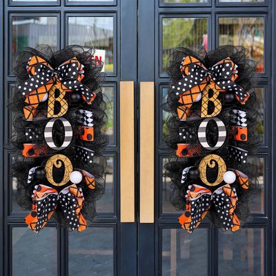 Halloween Garland Door Hanging Wreath Halloween Scary Pumpkin Garland House Courtyard Decoration Pendant