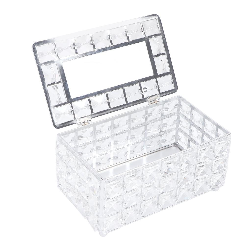 Artificial Crystal Tissue Box Rectangular Decorative Household Tissue Holder for Living Room
