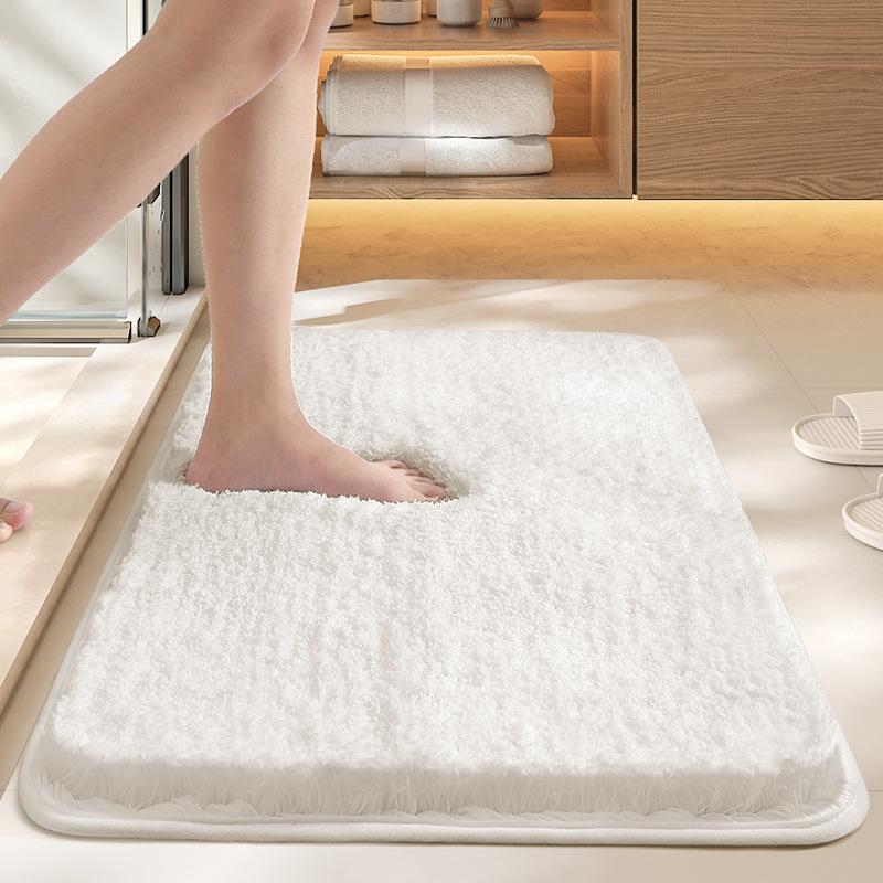 Bathroom absorbent carpet floor mat solid color bathroom antibacterial foot mat non slip mat at the toilet door machine washable
