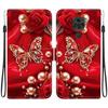 Handmade PU Leather Flip Case for Xiaomi Redmi 10X 4G/ Redmi Note 9 (4G) Anti-Slip Shockproof Cover with Wrist Strap & Heart/Rose Cat Designs