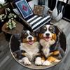 Australian Shepherd Dogs Round Area Rug,Carpet Rug for Living Room Bedroom Sofa Playroom Decor,Non-slip Floor Mat