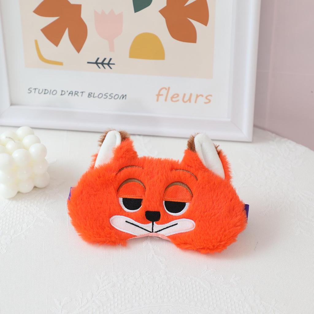 Kreslená maska na spaní: Roztomilý králíček a liška plyšový zatemňovací pro dívky