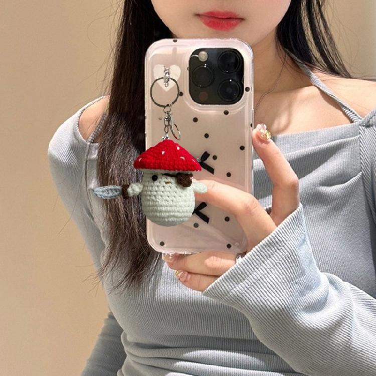 Unique Mushroom Shaped Keychain Crochet Doll Pendant Keyring Handmade Amigurumi Stylish Soft Cotton Yarn Accessory