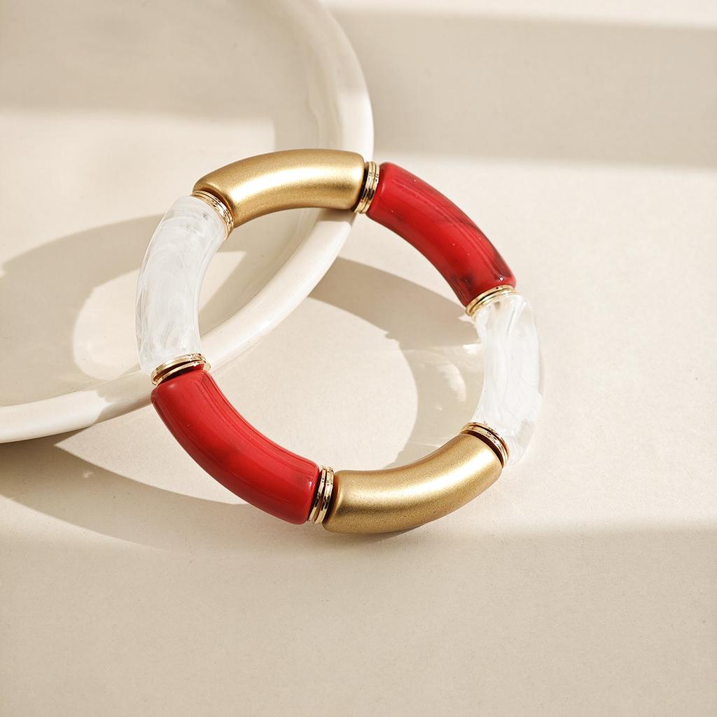 Fashion Personality Niche New Acrylic Elbow Bracelet Multi-Color Retro High-End Marble Pattern Bracelet