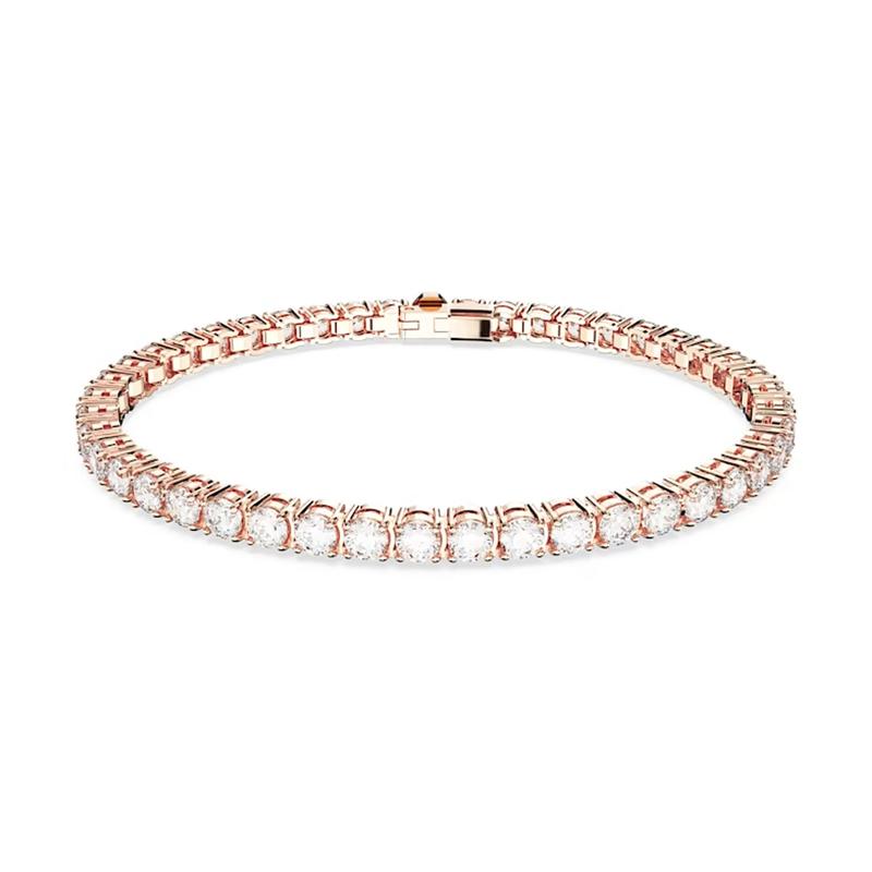 Swarovski Matrix Tennis Round Cut Inlay Design Bracelet Women s Rose Gold rose gold S золотой