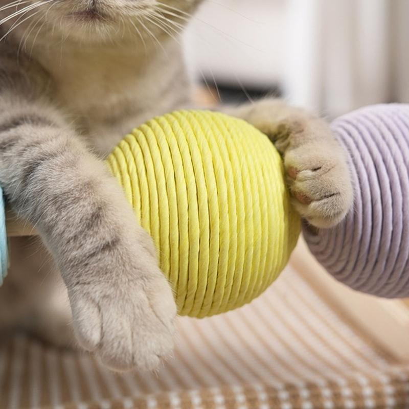 Stable Cats Bed 2 Tiered Design Sisal Scratching Post Wood Base Scratch Resistant Pet Resting House Furniture Protector