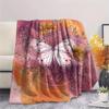 Flower Butterfly  Print Flannel Blanket, High quality Comfortable for All Seasons, Home Decor, Warmth and Comfort