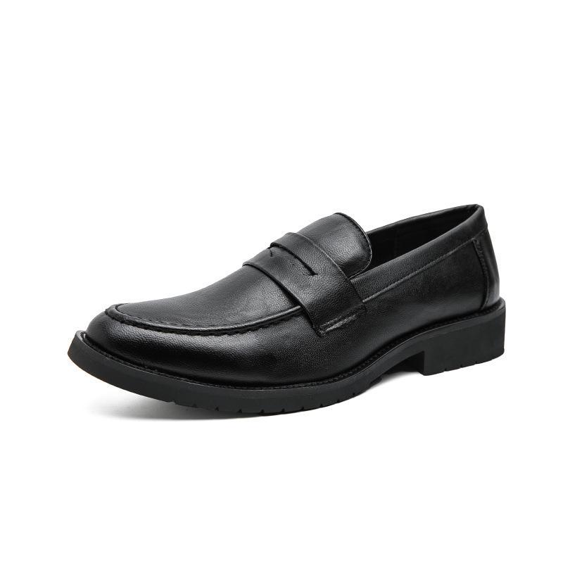 Leather Shoes Men's Shoes Spring and Autumn One-pedal Retro Foot Cover Round Head British Loafers Lazy Casual Shoes