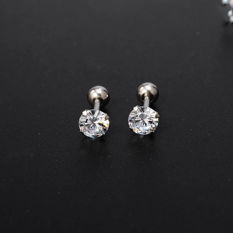 1piece 20G Bar Stainless steel Screw Piercing Zircon Ear Tiny Stud for Women Men Tragus Cartilage Standard Lobe Daith Earring