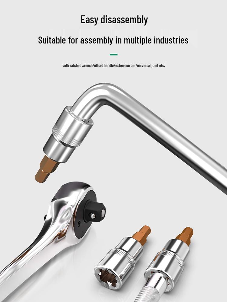 1/4" Small Fly Socket Bit Wrench with T8 Star, Inner Hex, Slotted, Rice Flower, Cross Screwdriver Heads
