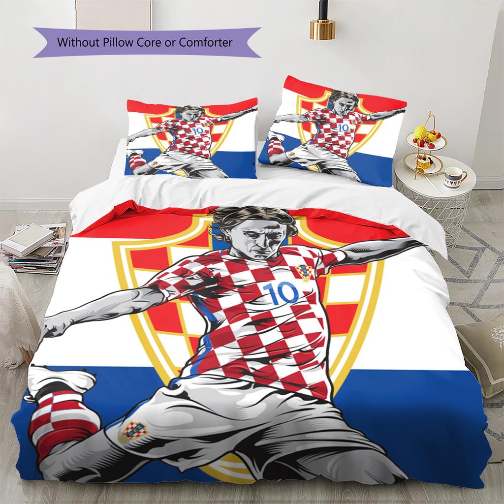Vzor povlečení Luka Modrić Domácí dekorace Narozeninový dárek (1 * povlak na peřinu + 2 * povlak na polštář, bez jádra)