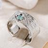 Vintage Inlaid Green CZ Flower Women's Ring Ethnic CopperColor Geometry Daily Wear Party Jewelry Anniversary Gift