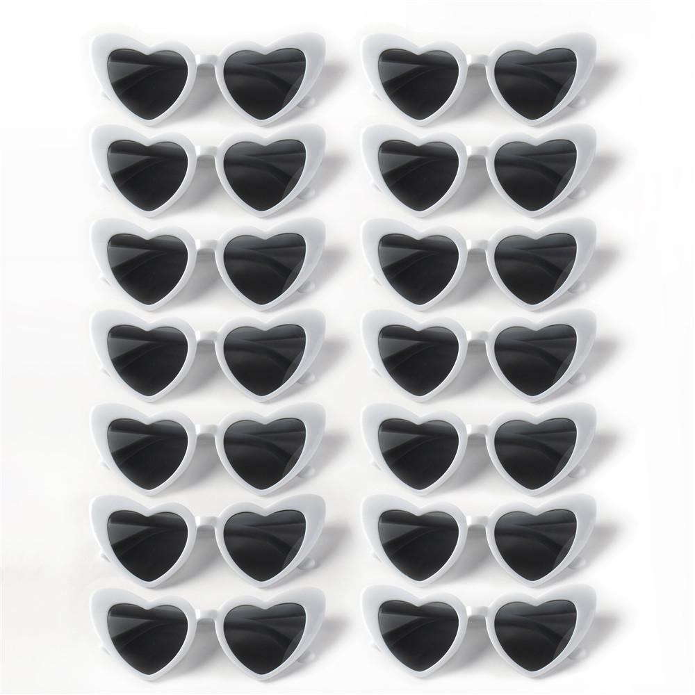 14PCS Cat Eye Glasses Heart-Shaped Plastic Frame Polycarbonate Decorative Vintage Included for Party Wedding Music Festival