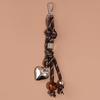 Braided Rope Keychain Silver Heart Bag Pendant Keyring  Simple All-Matching Bag Decoration Accessories