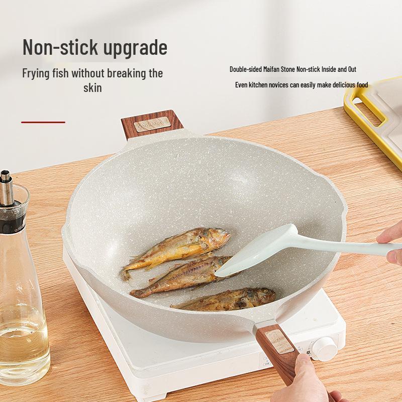Maifan Stone Non-stick Oil-free Frying Pan, Universal for Induction and Gas Stoves