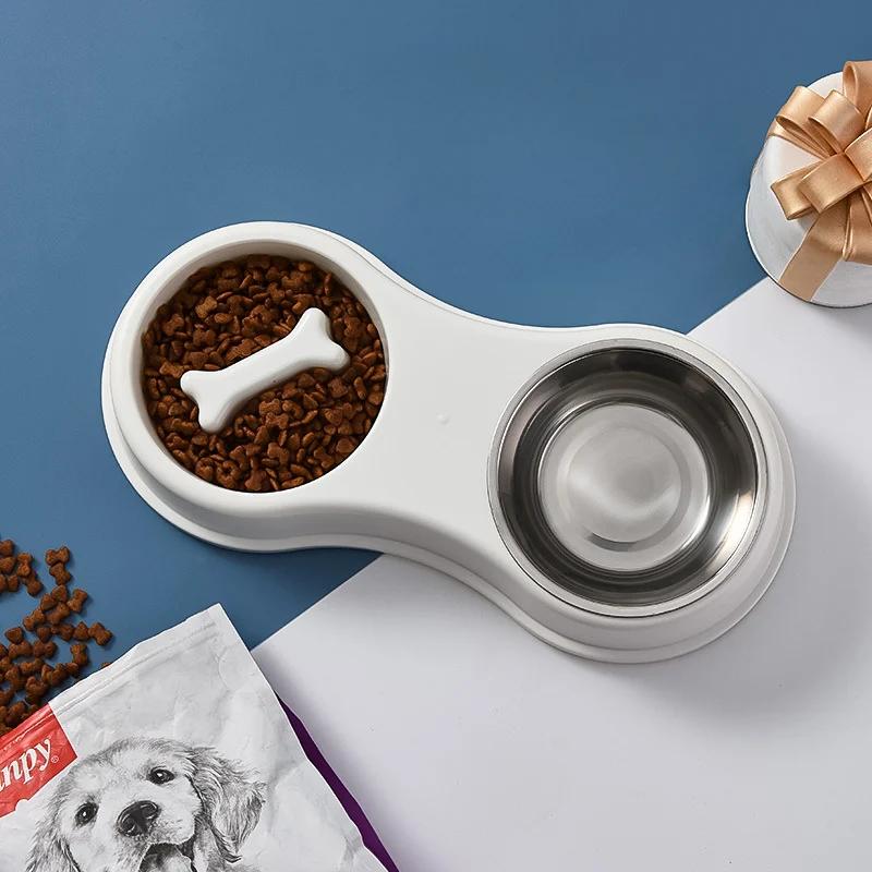 Hundemater Dobbelskål Anti-velting Anti-kvelningsskål Kjæledyrhalsbeskyttelse Slow Food Rustfritt stål Slitesterk hundeservantfatmater