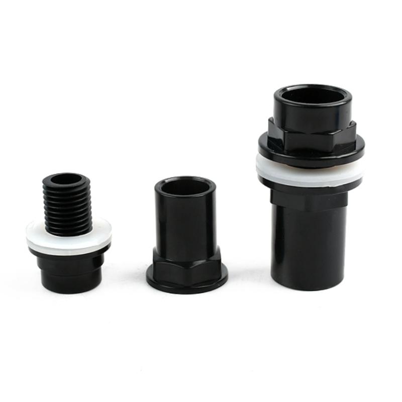 20~50mm Black PVC Pipe Thicken Connector Water Tank Inlet Outlet Joint Drain Irrigation Adapter Joint Aquarium Tank Accessories