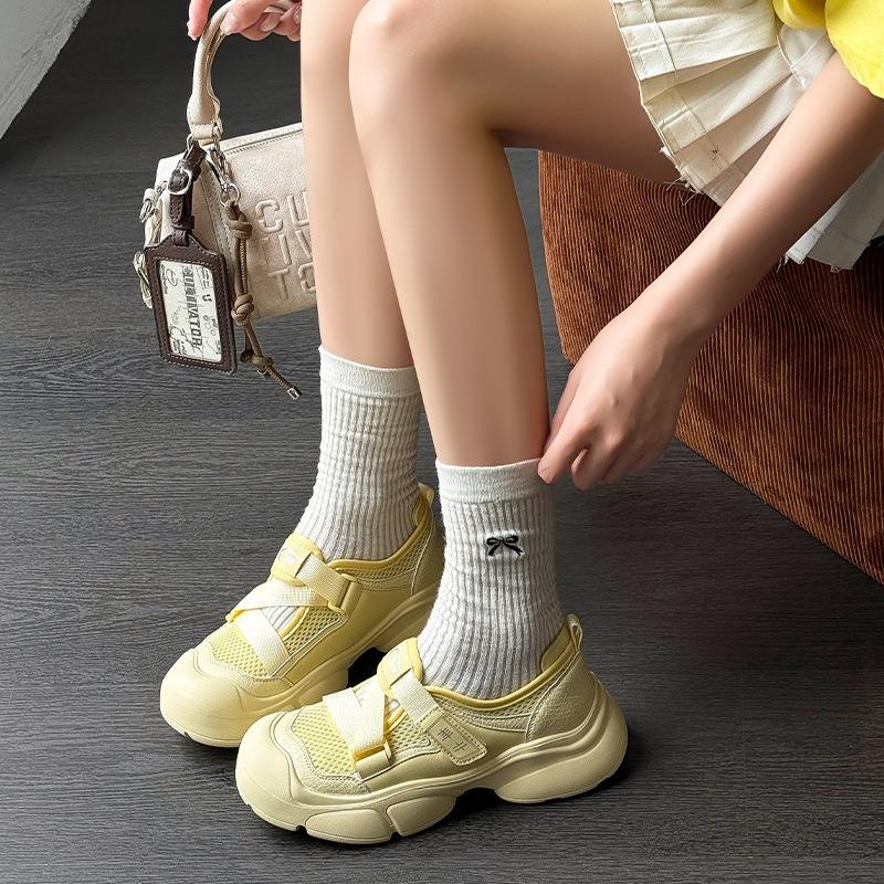 Thick-soled Heightening Dad Shoes Women's Summer Thin Mesh Breathable Hollow Creek Shoes Velcro Casual Sandals