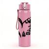 1PC Heart Motorcycle Line Drawing 750ml Color Plastic Sports Water Bottle Leakproof Flip Straw Lid Suitable for Sports Office Home Use