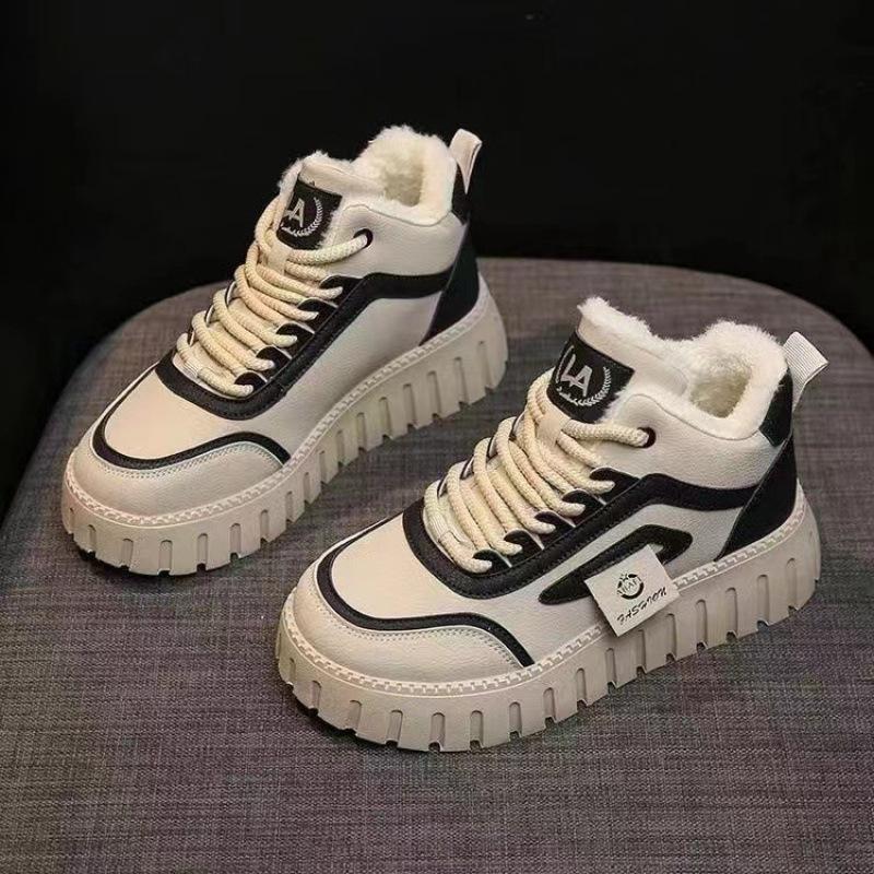 Popular Cotton Shoes 2025 New Winter Women's Shoes Velvet High-top Sports and Leisure Shoes Platform Snow Boots Warm Short Boots