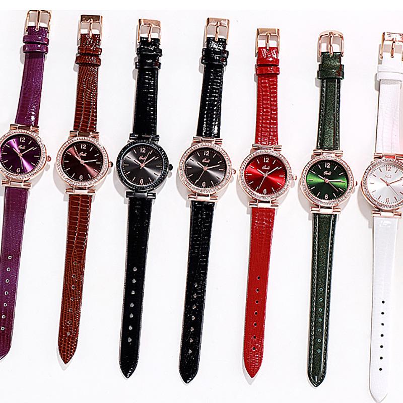 Same Versatile Fashion Casual Belt Watch Rhinestone Student Waterproof Quartz Watch