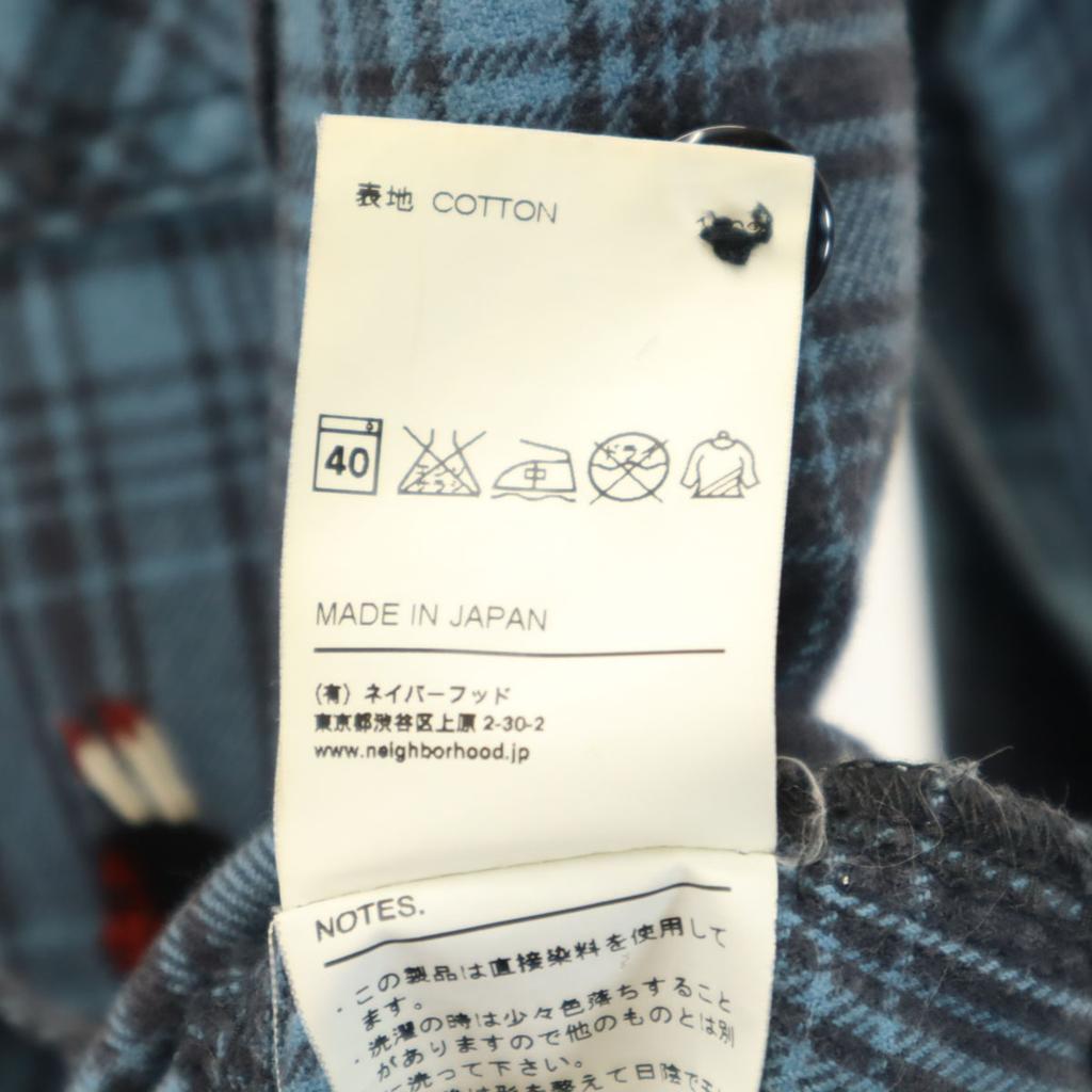 NEIGHBORHOOD Made in Japan 111ARNH-SHM03 Check Pattern Long sleeve Cotton shirt Men's Used