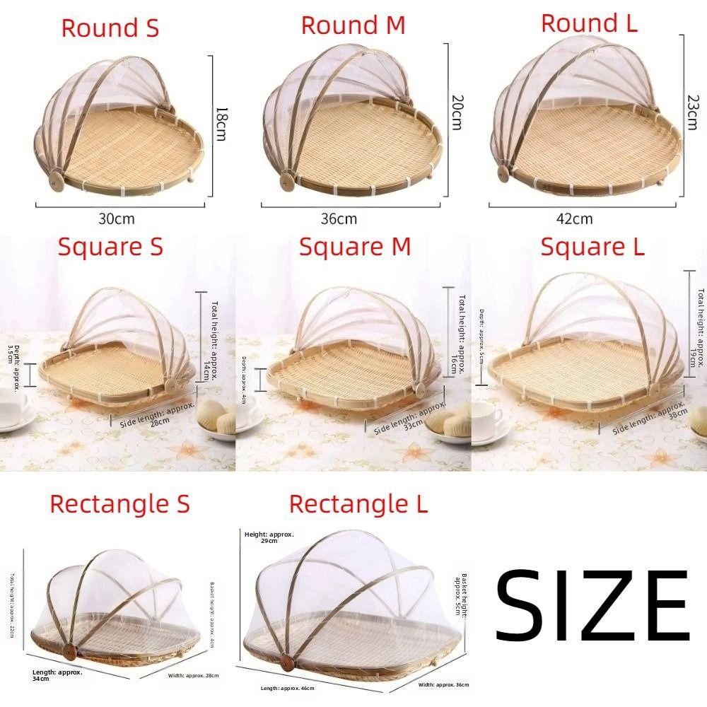Bamboo Anti-insect Dustproof Basket Reusable Fruit Vegetable Tray Food Storage Basket  Kitchen Tool