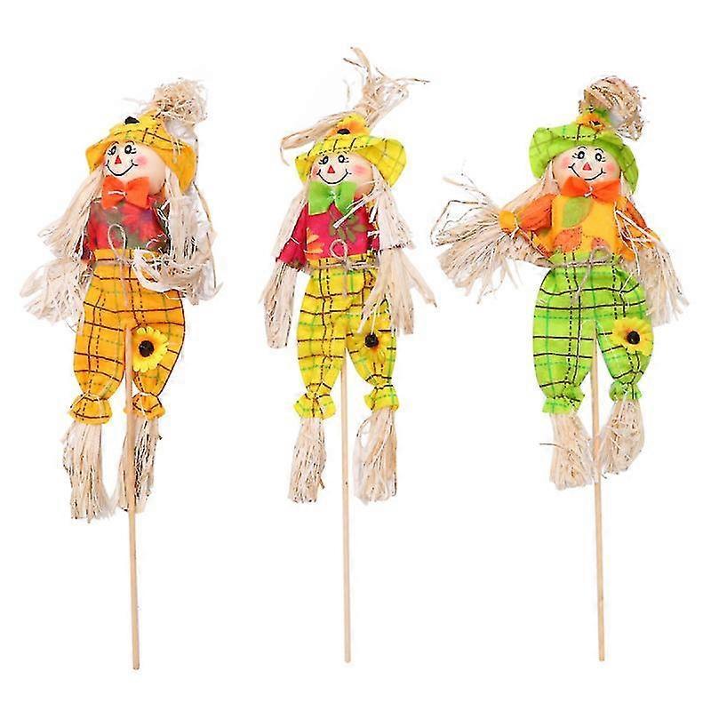 3pcs Halloween Scarecrow Bar Party Decor Swing Ornaments Classroom Layout Decoration Straw Doll Supplies (40cm, Random Style, 3pcs Packed)