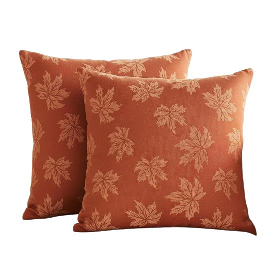 

2Pcs Throw Pillowcase Autumn Maple Leaf Pattern Replaceable Design Pillow Case Washable Super Soft Reusable Sofa Cushion Covers H