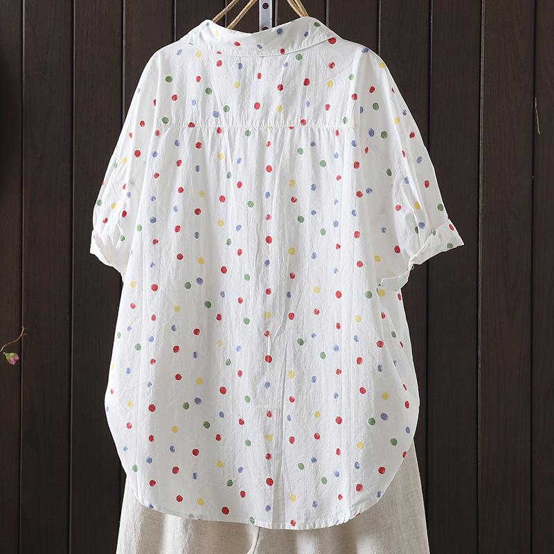 Zomer Kunst Retro Los Afslankende Print Casual Leeftijdsverminderend T-shirt Top met Korte Mouwen voor Dames Shirt
