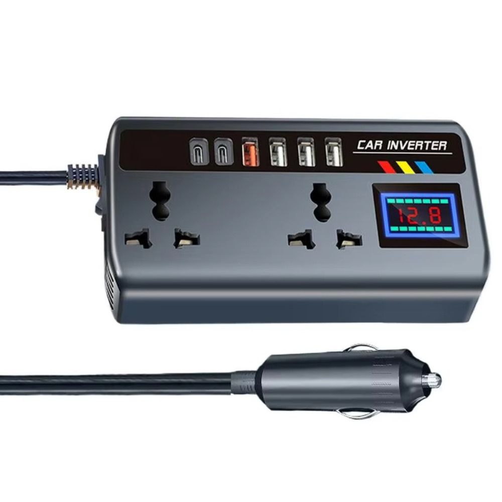 12V/24V To 220V Car Inverter Digital Display High Power Car Inverter Socket Smart with 6 USB Ports Automotive Charger Inverter