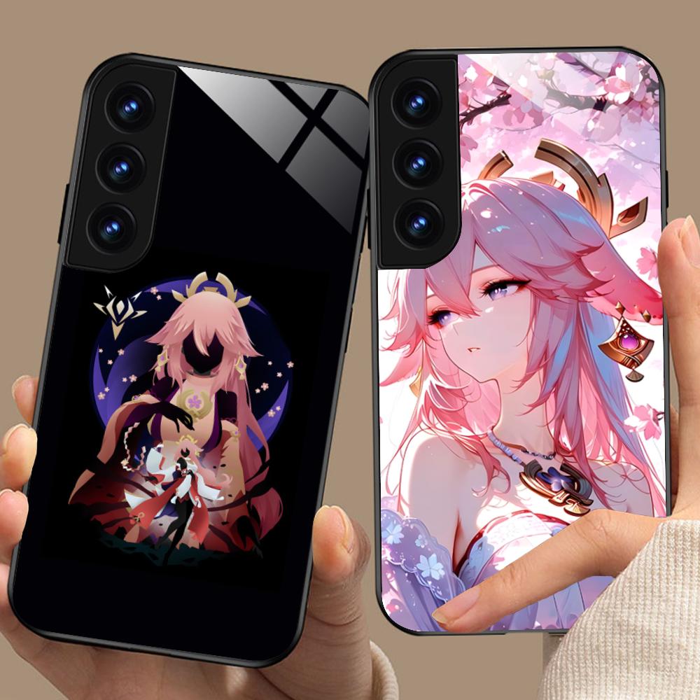 Game GI Miko Glass Mobile Phone Case for Samsung Galaxy A56 55 54 53 52 51 36 35 34 23 16 15 5G Colorful Cover