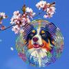 Rainbow Flower Dog Pattern Metal Wind Spinner 2D Hanging Garden Decor No Power Needed 360 Degree Rotating Hook Easy Installation