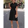 Sommer Kurzarm Casual Shirt Kleid Frauen Elegante Revers Lace Up A-linie Kleid Weibliche Button Up Fashion Party Lose Lange kleider Kleidung 805