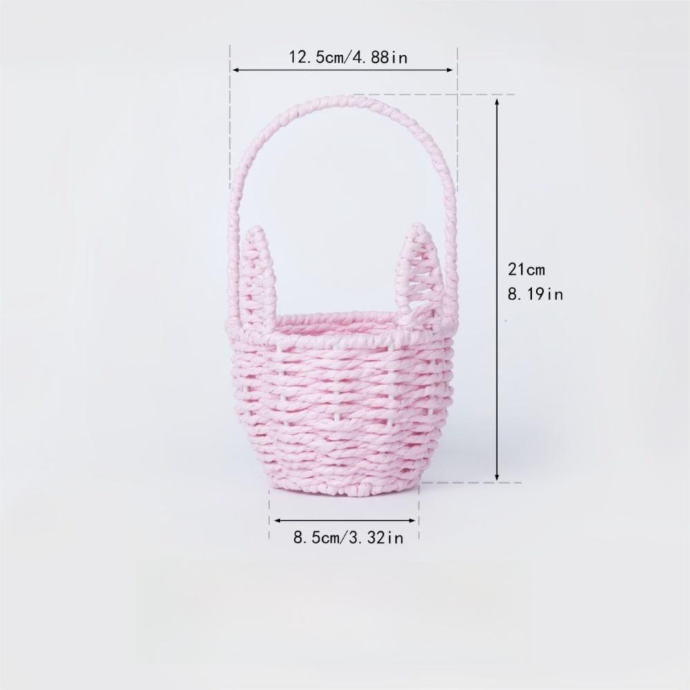 Cartoon Rabbit Ear Storage Basket Multifunctional with Handles Egg Gathering Ornaments Sundries Organizer Easter Festival Gift