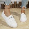 2026 Spring New Fashionable Flats Comfortable Soft Sole White Shoes for Women's Casual Shallow Mouth Shoes Slip on Large Size