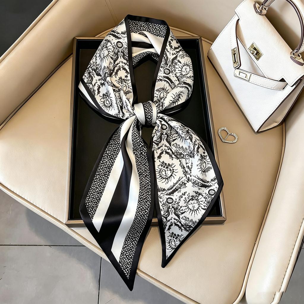 Art French Polka Dot Long Silk Scarf Femininity Versatile High Sense Spring and Autumn New with Shirt Scarf Belt