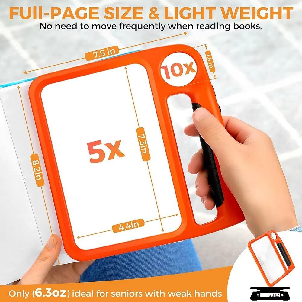 With 3 Light Mode Illumination Handheld Magnifier 5X 10X Reading Magnifier Books Inspection