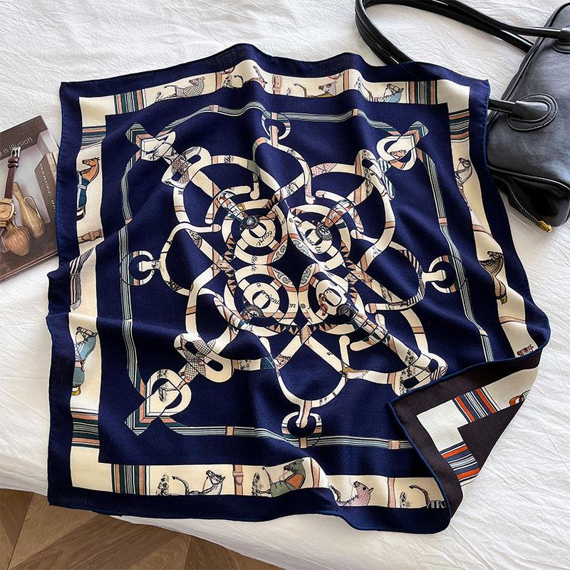 Autumn and winter 2025 new silk wool silk scarf simple and elegant versatile silk wool square scarf niche fashion silk wool shawl 65cm