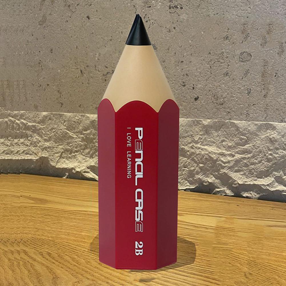 Pencil Shaped Storage Box Student Creative Pen Holder Desktop with Cover Dust-proof Stationery Pen Holder Makeup Brush Holder