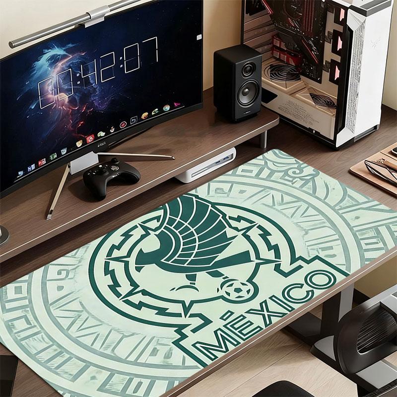Mexico Football Art Mouse Pad, Large Gaming Desk Mat, Non-slip XXL Mousepad for Laptop & Tablet, Mini PC Playmat with Stitched Edges