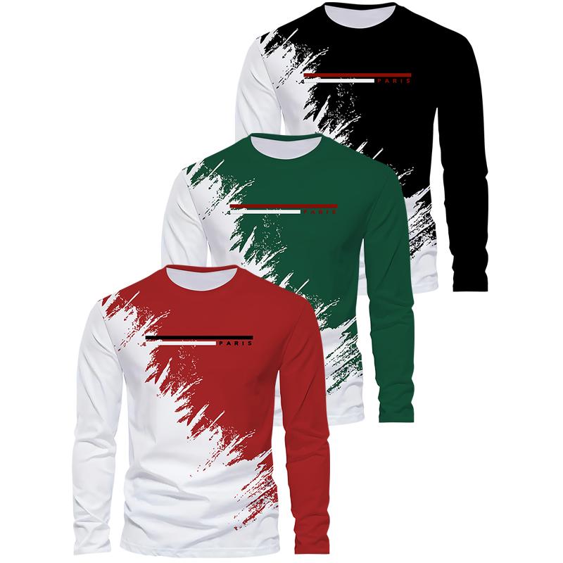 

Autumn men s long sleeved T-shirt Great value three piece set Letter pattern printed T-shirt Cotton comfortable men y2k clothing S