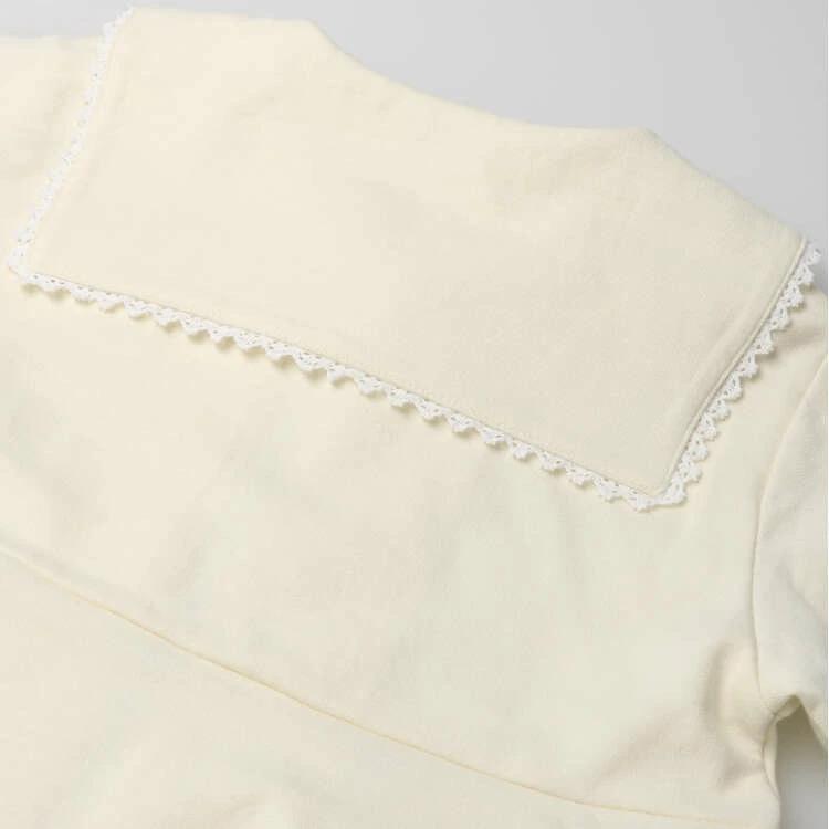 【Ubrania dziecięce】 półksiężyc (półksiężyc) Kurtka z mini dresówki z małymi kwiatkami i gładka 80cm-130cm N60100