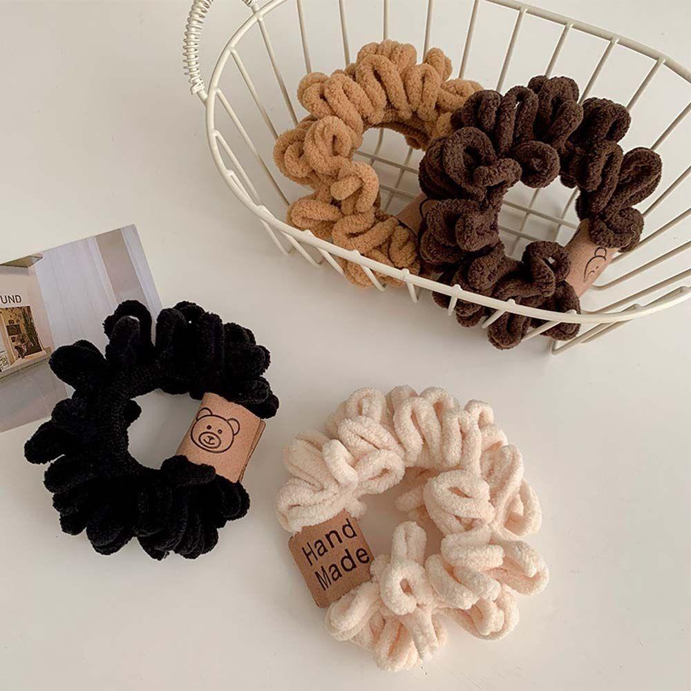 

Girls Cartoon Bear Korean Style Hair Rope Fluffy Velvet Scrunchies Rubber Bands Women Hair Ties