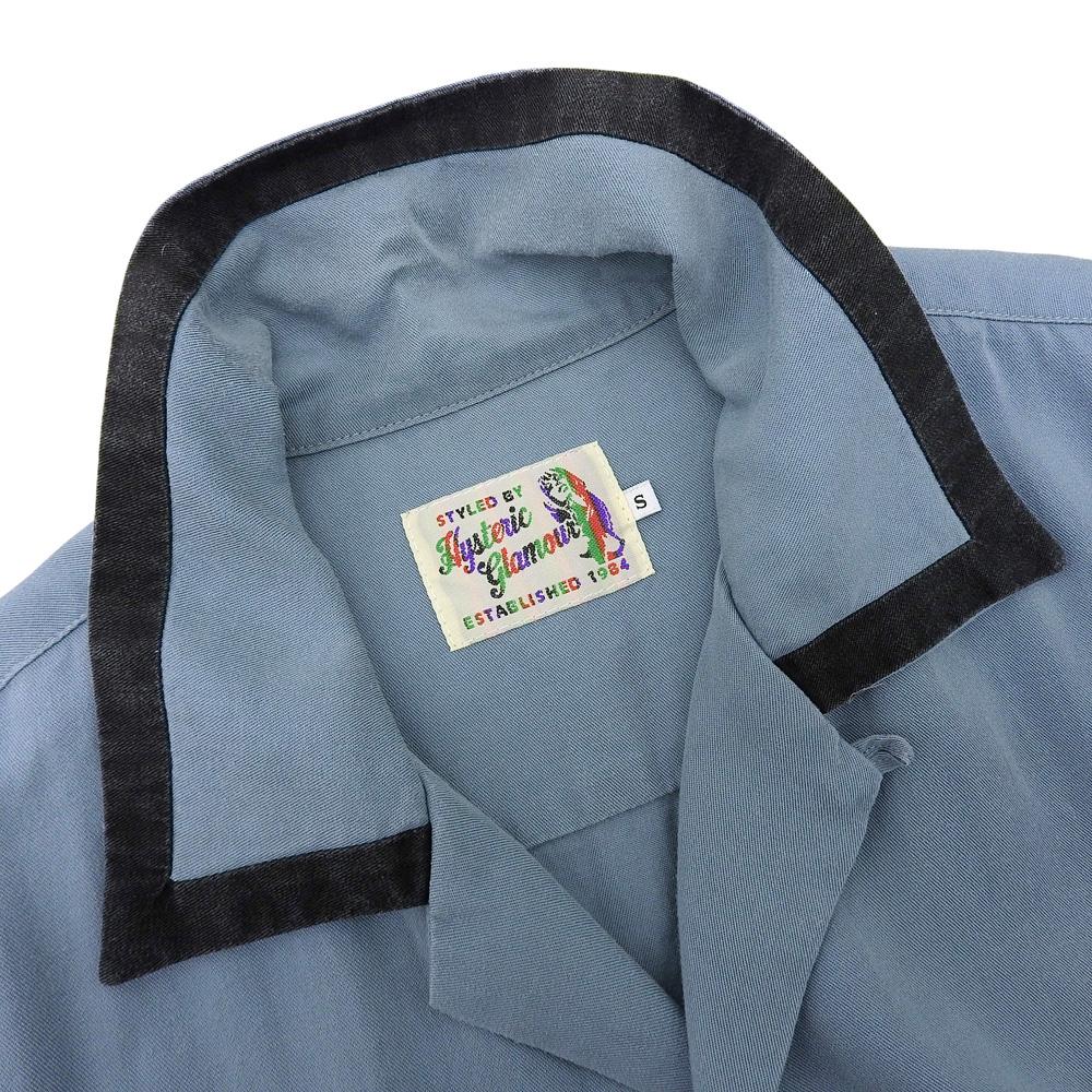 HYSTERIC GLAMOUR ENDLESS NIGHT Embroidered Bowling Shirt, Men's, Blue, Size S, 20 Stainless Steel Tops S BlueUsed