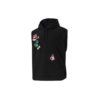 Kapuzen Zip-Up Ärmelloses Sweatshirt Herren Oberteile Schwarz HY4626
