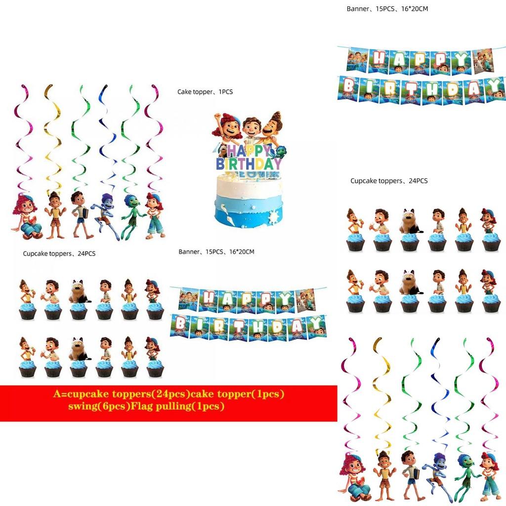 Vibrant Luca Party Ocean Cartoon Character Theme Disposable Cake Ornaments